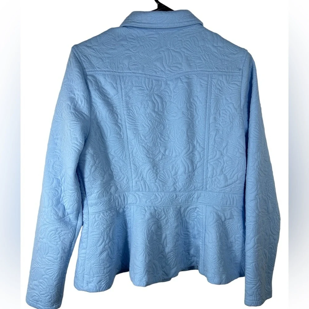 Isaac Mizrahi Live Button-Front Quilted Jacket Baby Blue Women's Size Small